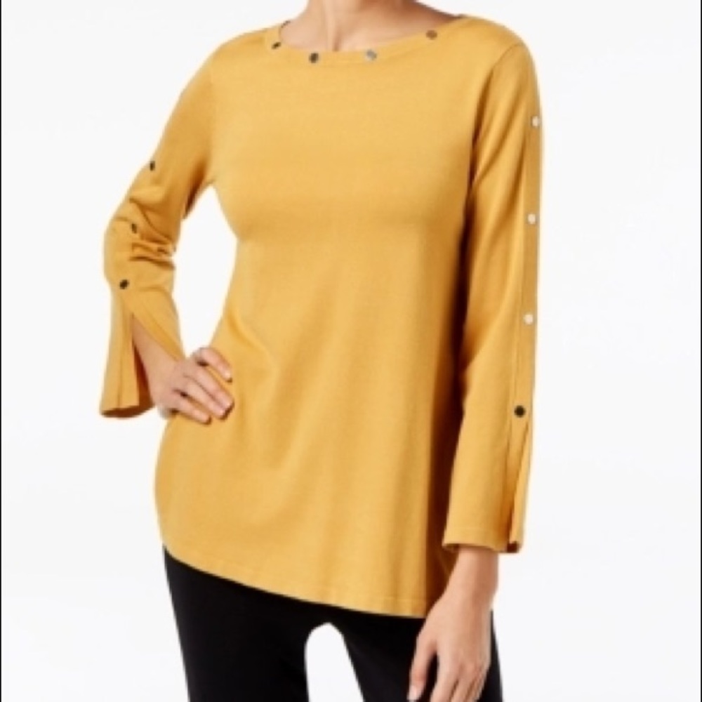 ALFANI Embellished Pullover Bell Sleeve Sweater